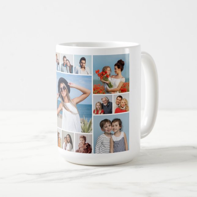 Erstellen Sie Ihre eigene 15 FotoCollage Kaffeetasse (VorderseiteRechts)