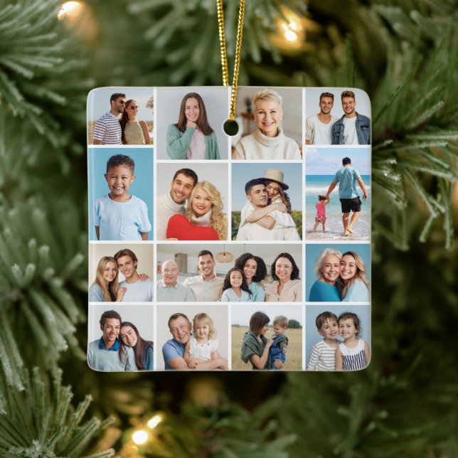 Erstellen Sie Ihre eigene 15 FotoCollage Keramikornament (Baum)