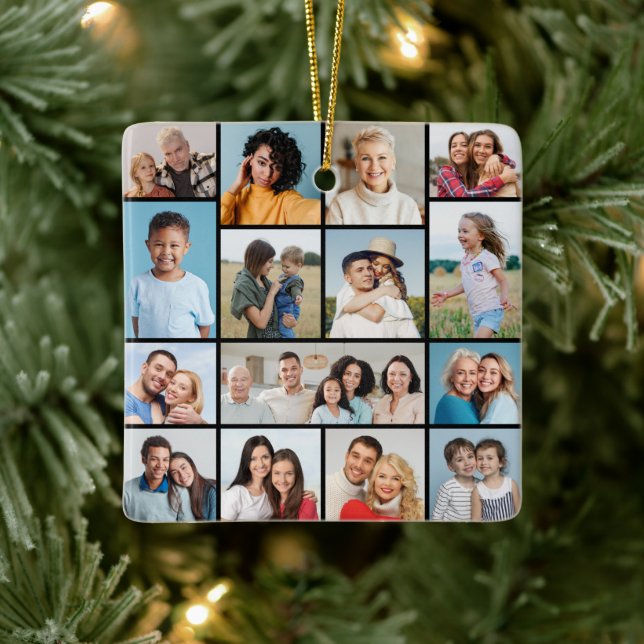 Erstellen Sie Ihre eigene 15 FotoCollage Keramikornament (Baum)