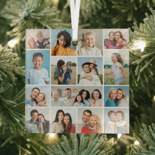 Erstellen Sie Ihre eigene 15 FotoCollage Ornament Aus Glas