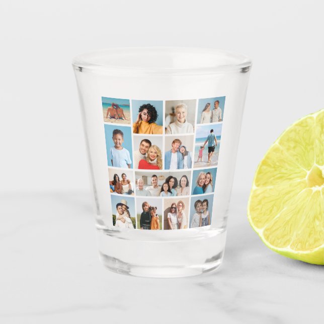 Erstellen Sie Ihre eigene 15 FotoCollage Schnapsglas (Vorderseite)