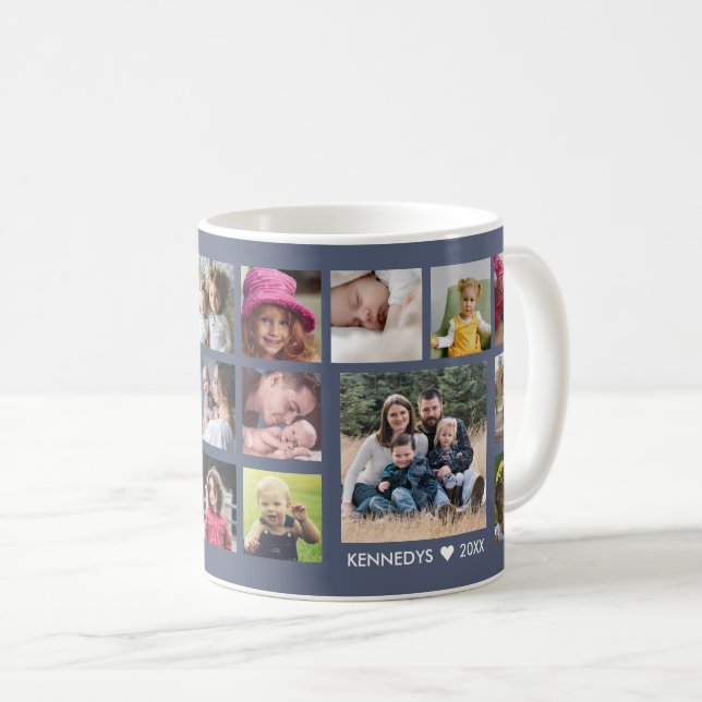 Erstellen Sie Ihre eigene 18-Familie Foto Collage  Kaffeetasse (VorderseiteRechts)