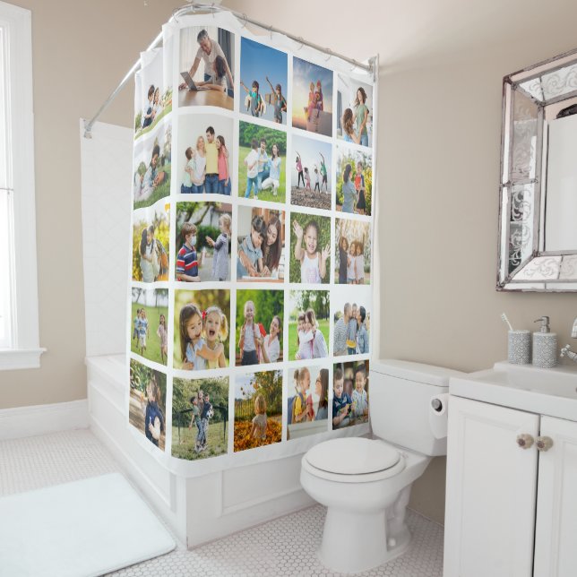 Erstellen Sie Ihre eigene 25-Foto Collage bearbeit Duschvorhang (Beispiel)