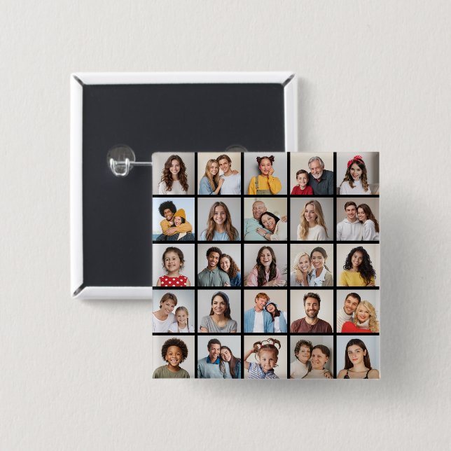 Erstellen Sie Ihre eigene 25-Foto Collage Button (Vorne & Hinten)