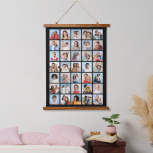 Erstellen Sie Ihre eigene 35-Foto Collage Wandteppich Mit Holzrahmen