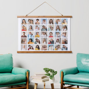 Erstellen Sie Ihre eigene 35-Foto Collage Wandteppich Mit Holzrahmen