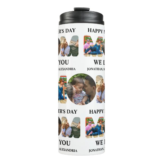 Erstellen Sie Ihre eigene 3-Foto Collage Happy Müt Thermosbecher (Vorderseite)