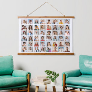 Erstellen Sie Ihre eigene 48 FotoCollage Wandteppich Mit Holzrahmen
