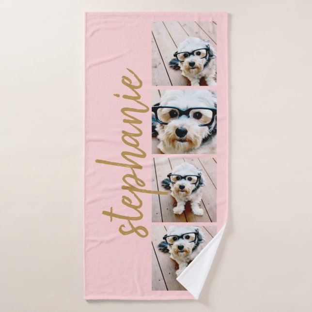 Erstellen Sie Ihre eigene 4 Foto Collage Script Na Badehandtuch (Badehandtuch)