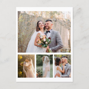 Erstellen Sie Ihre eigene 4-Foto-Hochzeitscollage Postkarte