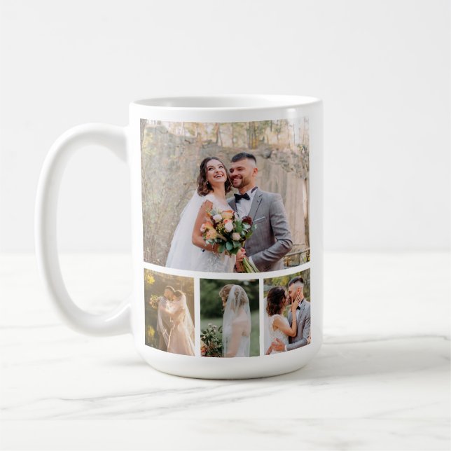 Erstellen Sie Ihre eigene 4-Foto-Hochzeitskollekti Kaffeetasse (Links)