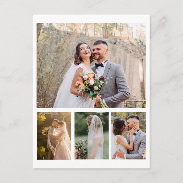Erstellen Sie Ihre eigene 4-Foto-Hochzeitskollekti Postkarte (Vorderseite)