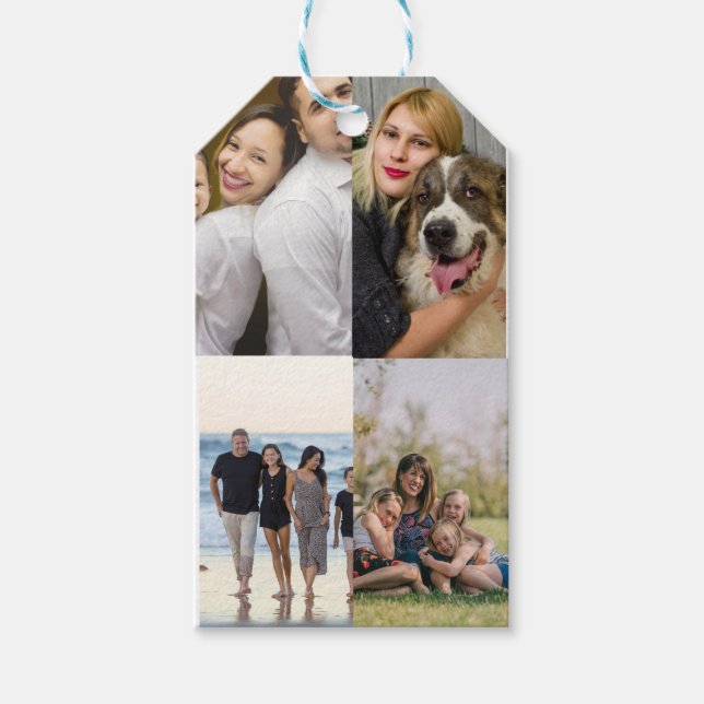 Erstellen Sie Ihre eigene 4-FotoCollage individuel Geschenkanhänger (Vorderseite)