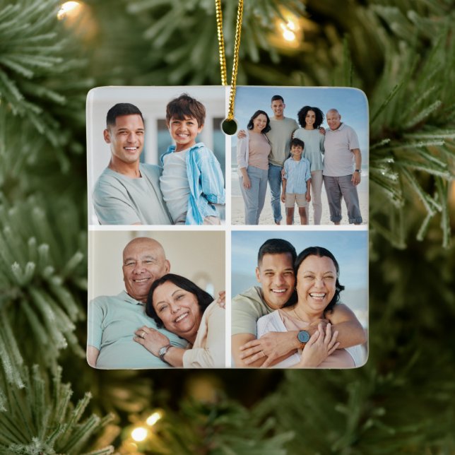 Erstellen Sie Ihre eigene 4-FotoCollage Keramikornament (Baum)