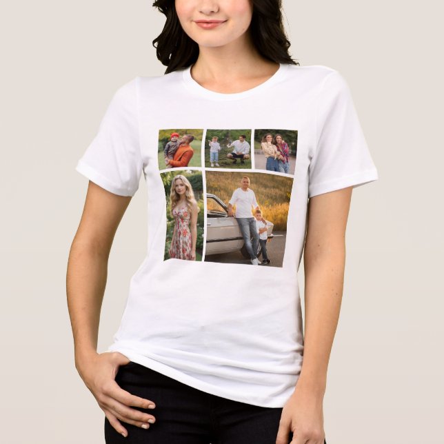 Erstellen Sie Ihre eigene 5-Foto Collage Unisex Tri-Blend Shirt (Vorderseite)