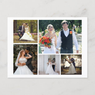 Erstellen Sie Ihre eigene 5-Foto-Hochzeitscollage Postkarte