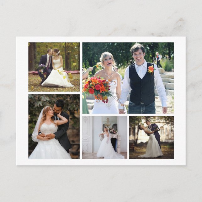 Erstellen Sie Ihre eigene 5-Foto-Hochzeitskollekti Postkarte (Vorderseite)