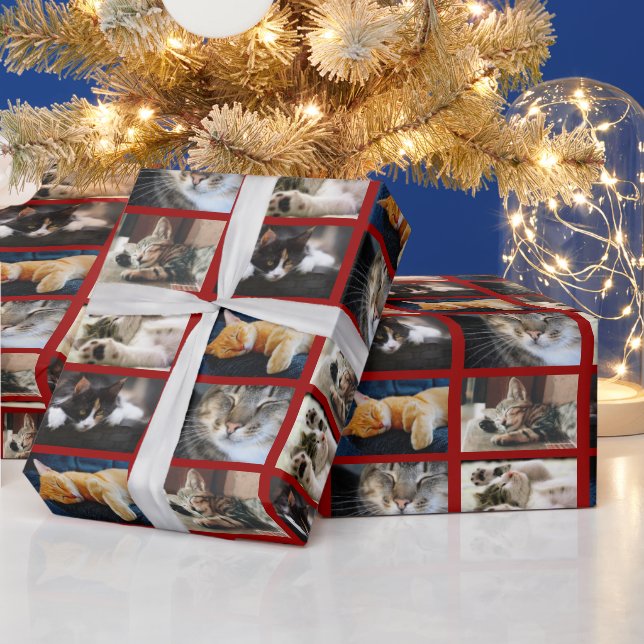 Erstellen Sie Ihre eigene 5 FotoCollage auf Dunkel Geschenkpapier (Feiertage)