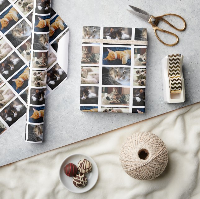 Erstellen Sie Ihre eigene 5 FotoCollage auf Weiß Geschenkpapier (Kunsthandwerk)