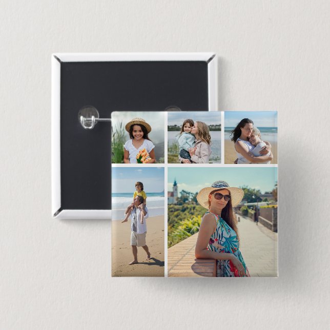 Erstellen Sie Ihre eigene 5-FotoCollage Button (Vorne & Hinten)