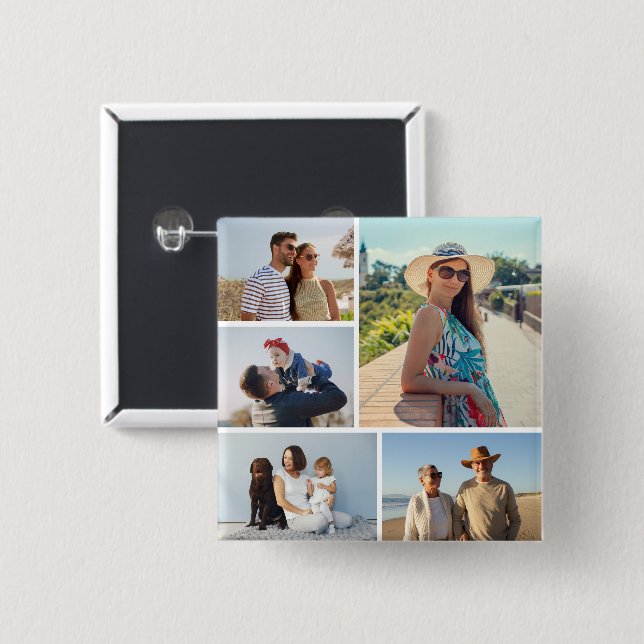 Erstellen Sie Ihre eigene 5-FotoCollage Button (Vorne & Hinten)