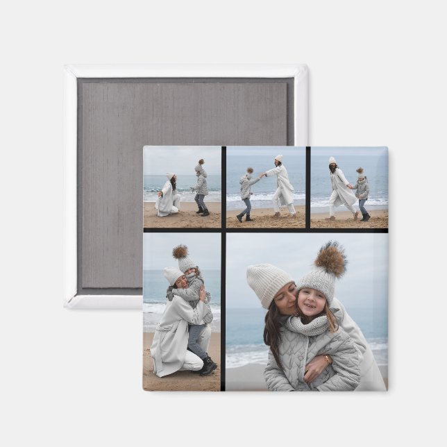 Erstellen Sie Ihre eigene 5-FotoCollage Magnet (Vorderseite/Rückseite)