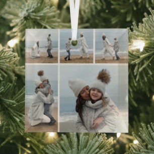 Erstellen Sie Ihre eigene 5-FotoCollage Ornament Aus Glas