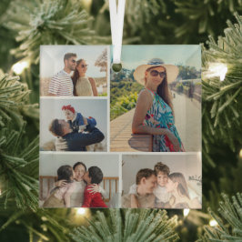 Erstellen Sie Ihre eigene 5-FotoCollage Ornament Aus Glas