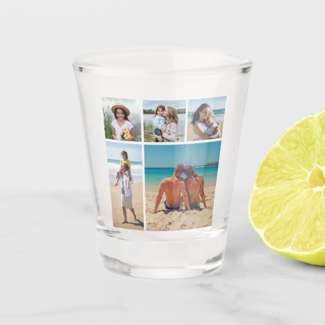 Erstellen Sie Ihre eigene 5-FotoCollage Schnapsglas (Vorderseite)