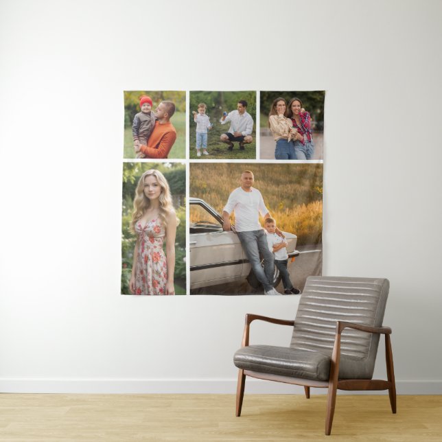 Erstellen Sie Ihre eigene 5-FotoCollage Wandteppich (Beispiel)