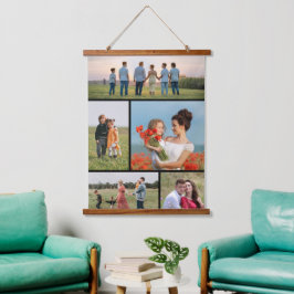 Erstellen Sie Ihre eigene 5-FotoCollage Wandteppich Mit Holzrahmen