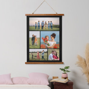 Erstellen Sie Ihre eigene 5-FotoCollage Wandteppich Mit Holzrahmen