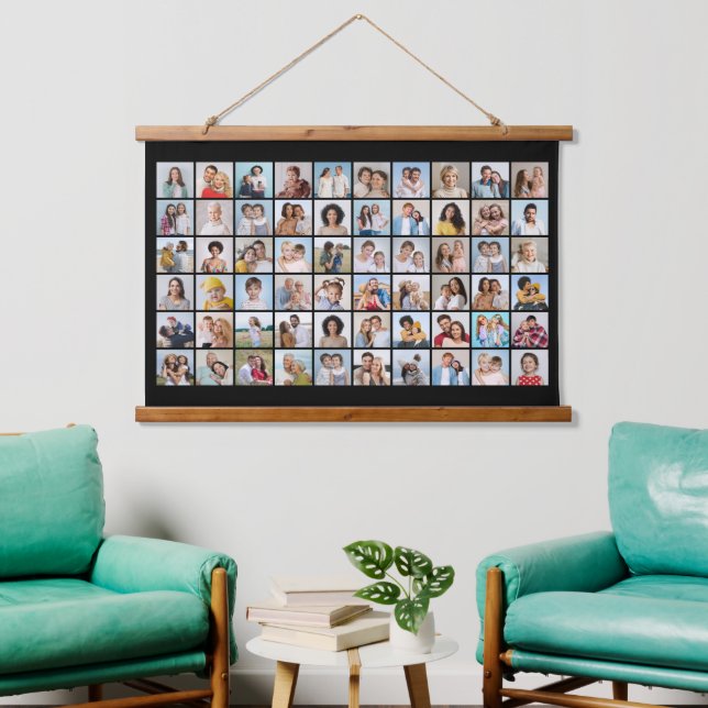 Erstellen Sie Ihre eigene 60-FotoCollage Wandteppich Mit Holzrahmen (Wohnzimmer)