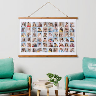 Erstellen Sie Ihre eigene 60-FotoCollage Wandteppich Mit Holzrahmen
