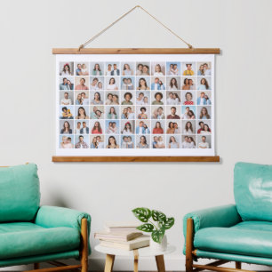 Erstellen Sie Ihre eigene 60-FotoCollage Wandteppich Mit Holzrahmen