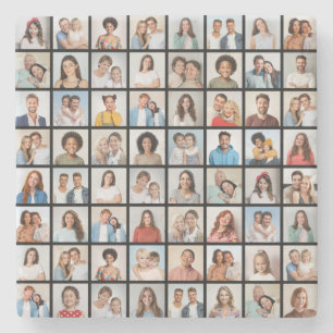 Erstellen Sie Ihre eigene 64 FotoCollage Steinuntersetzer