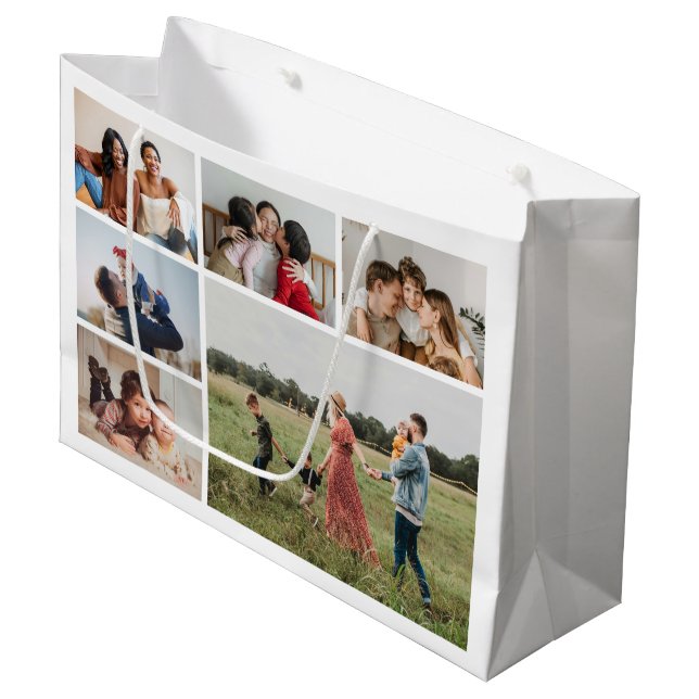 Erstellen Sie Ihre eigene 6-Bild-Collage bearbeitb Große Geschenktüte (Vorderseite Schrägansicht)