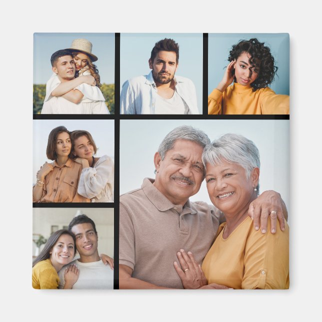 Erstellen Sie Ihre eigene 6-Bild-Collage bearbeitb Magnet (Vorne)