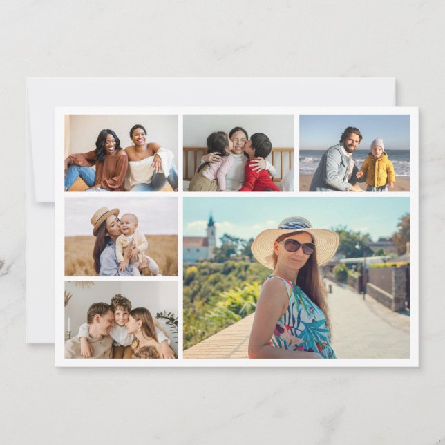 Erstellen Sie Ihre eigene 6-Bild-Collage bearbeitb Mitteilungskarte (Vorderseite)