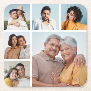 Erstellen Sie Ihre eigene 6-Bild-Collage bearbeitb Rechteckiger Pappuntersetzer