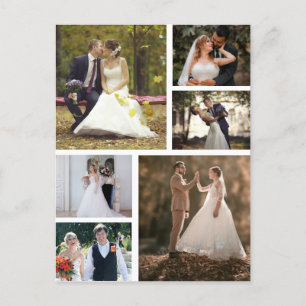 Erstellen Sie Ihre eigene 6-Foto-Hochzeitscollage Postkarte