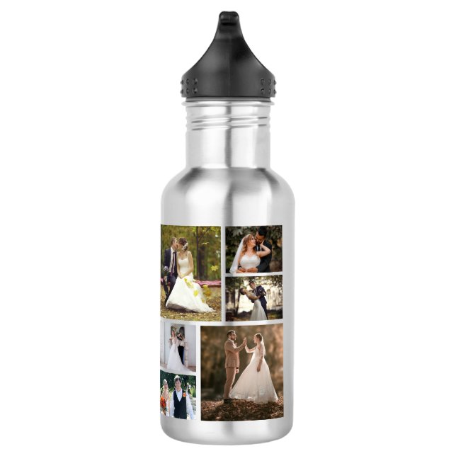 Erstellen Sie Ihre eigene 6-Foto-Hochzeitskollekti Edelstahlflasche (Rechts)