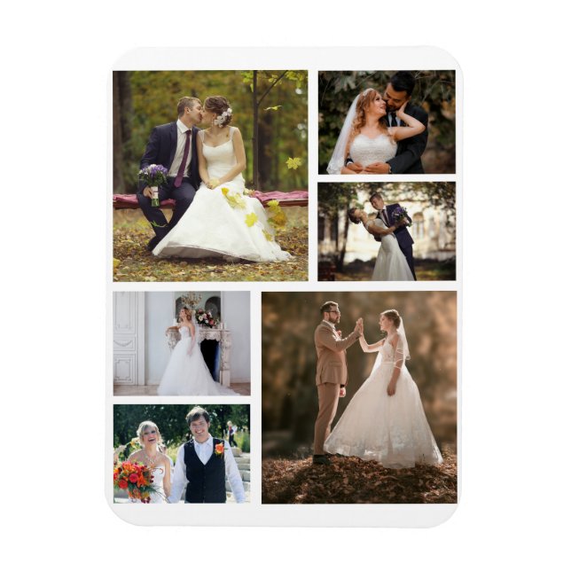 Erstellen Sie Ihre eigene 6-Foto-Hochzeitskollekti Magnet (Vertikal)