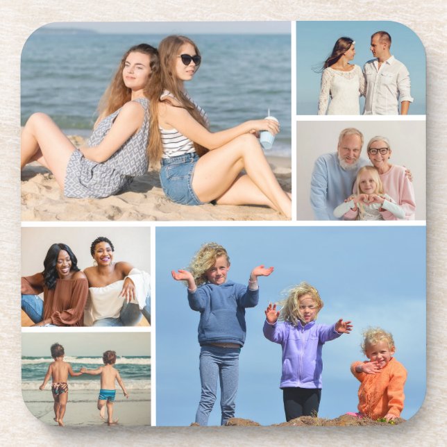 Erstellen Sie Ihre eigene 6 FotoCollage Getränkeuntersetzer (Vorderseite)