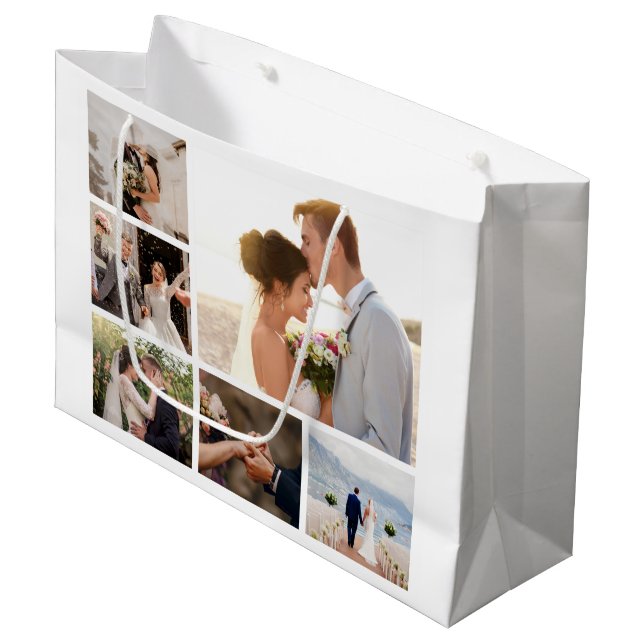 Erstellen Sie Ihre eigene 6 FotoCollage Große Geschenktüte (Vorderseite Schrägansicht)