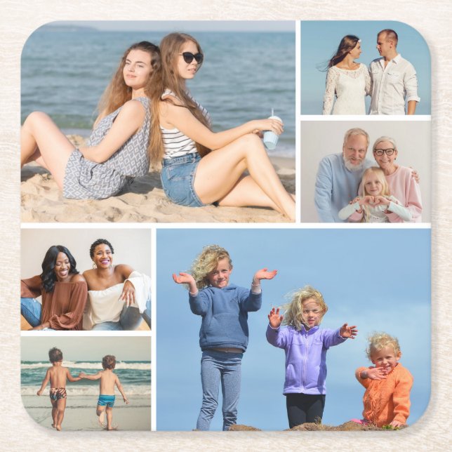 Erstellen Sie Ihre eigene 6 FotoCollage Rechteckiger Pappuntersetzer (Vorderseite)