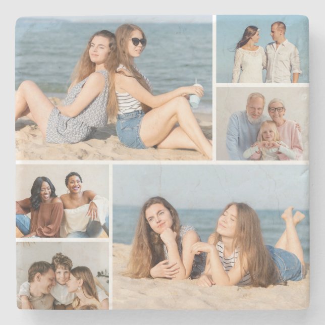 Erstellen Sie Ihre eigene 6 FotoCollage Steinuntersetzer (Vorderseite)