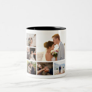Erstellen Sie Ihre eigene 6 FotoCollage Zweifarbige Tasse