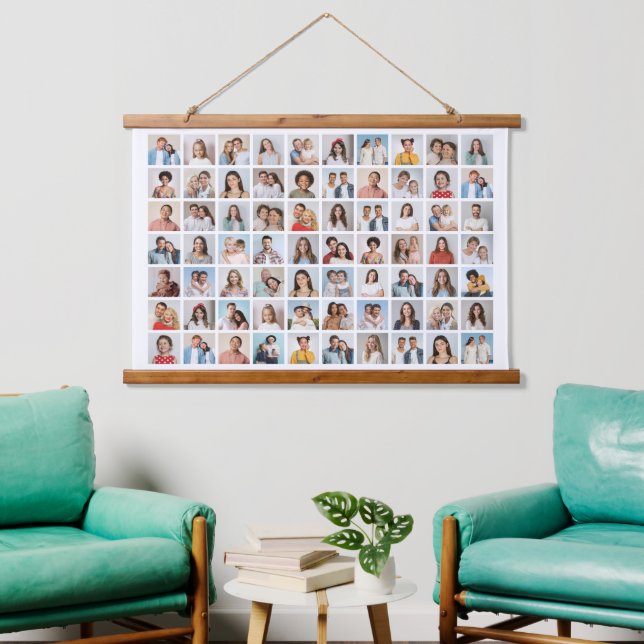 Erstellen Sie Ihre eigene 70 FotoCollage Wandteppich Mit Holzrahmen (Wohnzimmer)