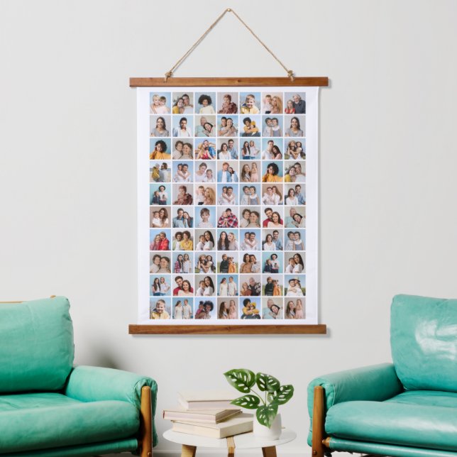 Erstellen Sie Ihre eigene 70 FotoCollage Wandteppich Mit Holzrahmen (Wohnzimmer)